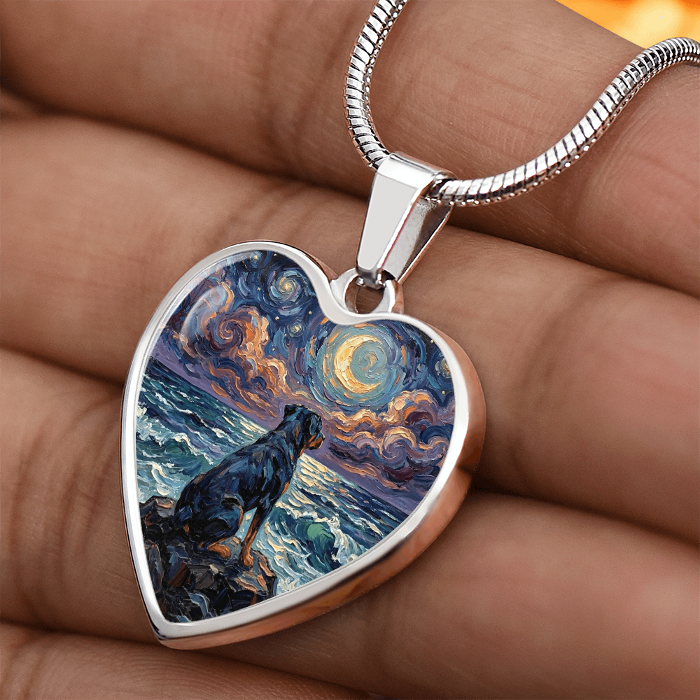 Beach Night - Rottweiler Heart Necklace