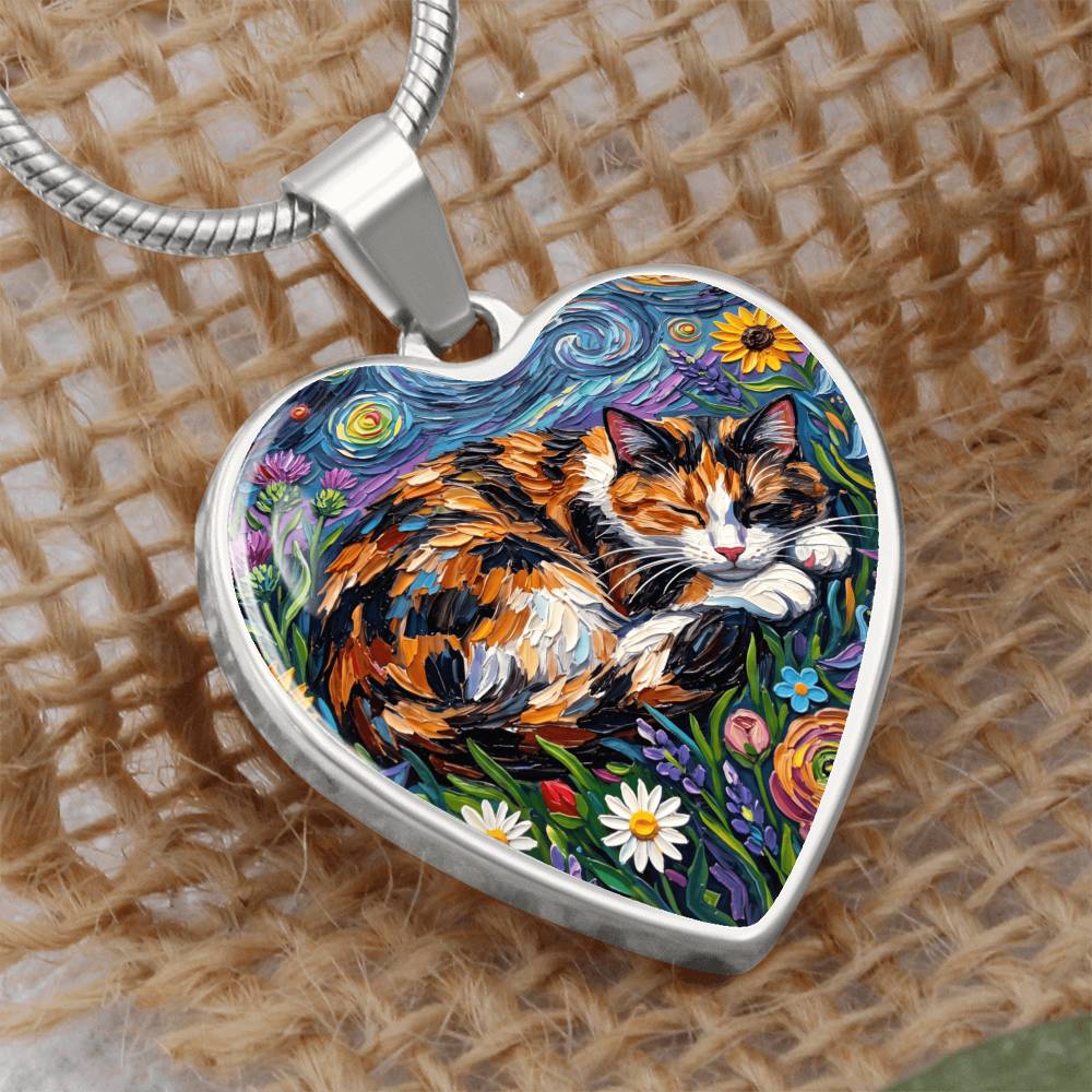 Amongst The Flowers - Calico Cat Heart