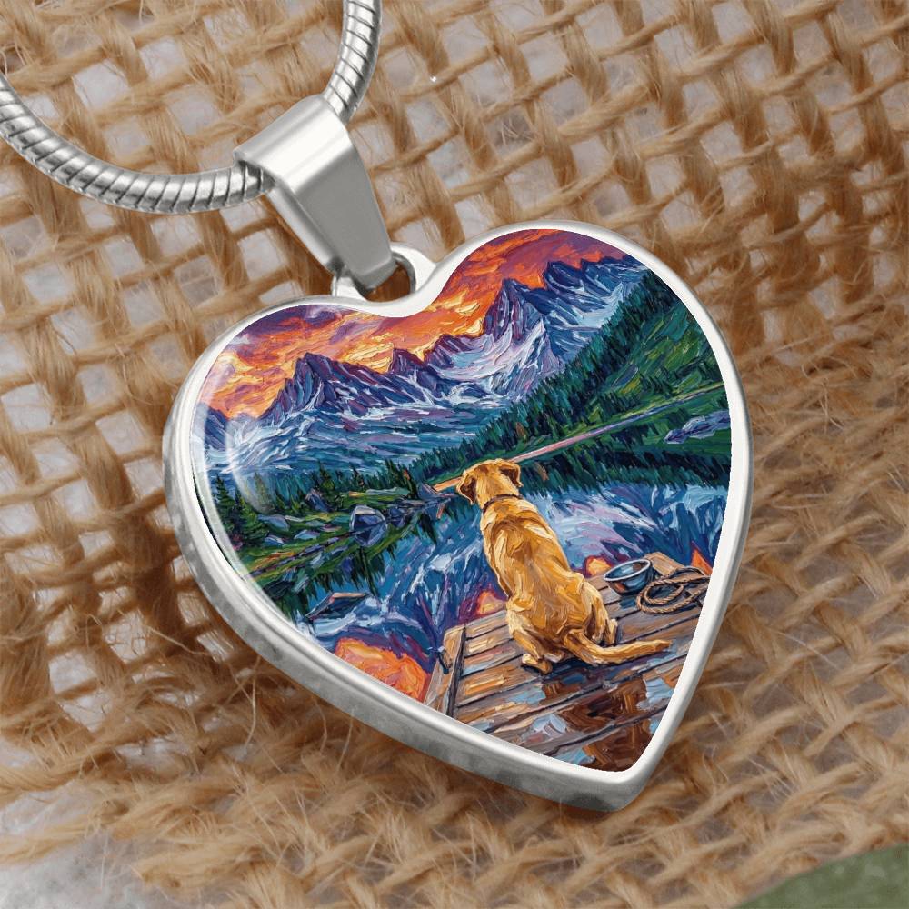 On The Dock - Yellow Labrador Heart Necklace