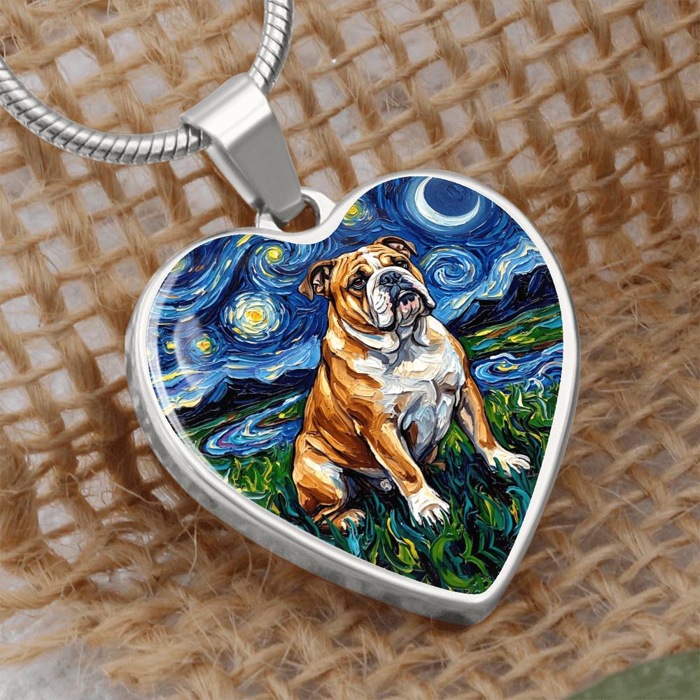 Bulldog Night Heart Necklace