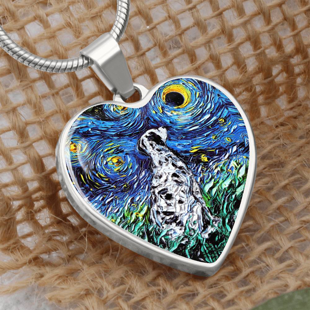 Dalmatian Starry Night Heart Necklace