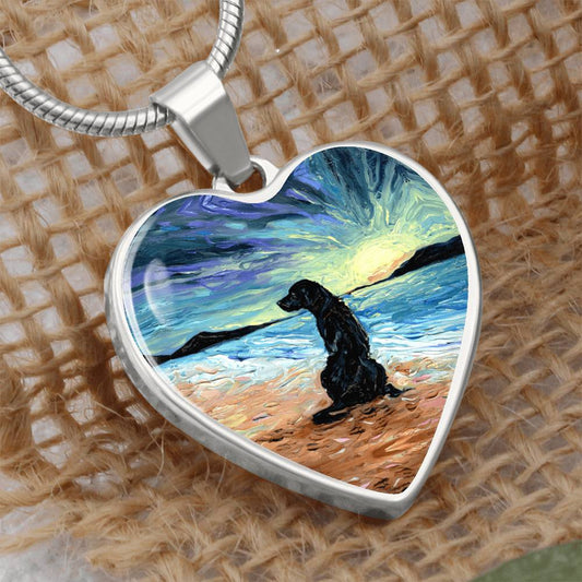 Beach Days - Black Labrador Heart Necklace