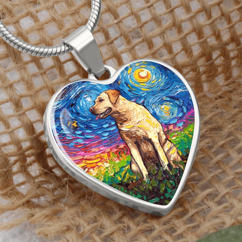 Yellow Labrador Starry Night Heart Bangle Bracelet