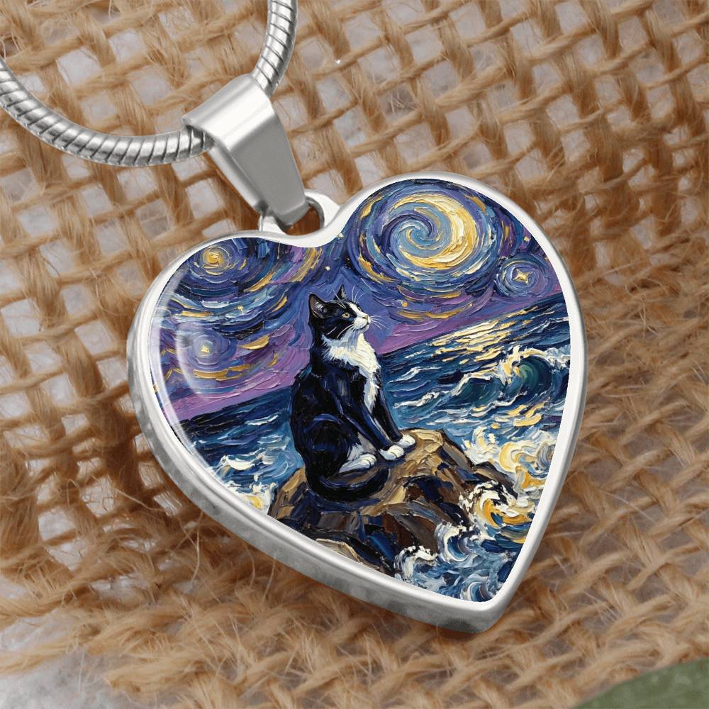 Beach Night - Tuxedo Cat Heart