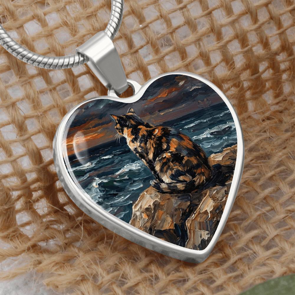 Beach Night - Tortie Heart Necklace