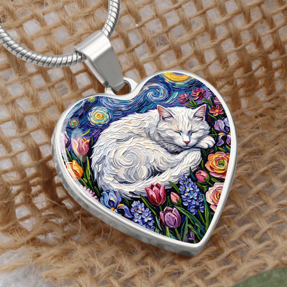 Amongst The Flowers - White Cat Heart