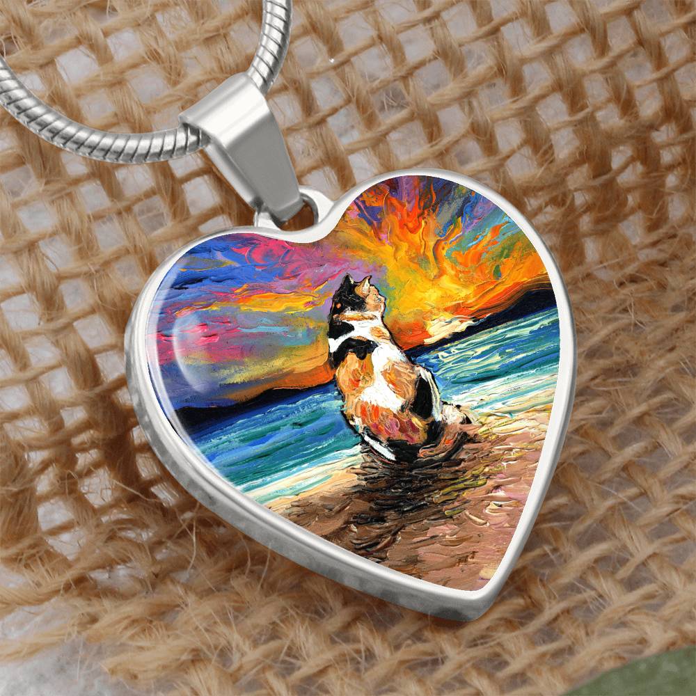 Beach Days - Calico Cat Heart Necklace