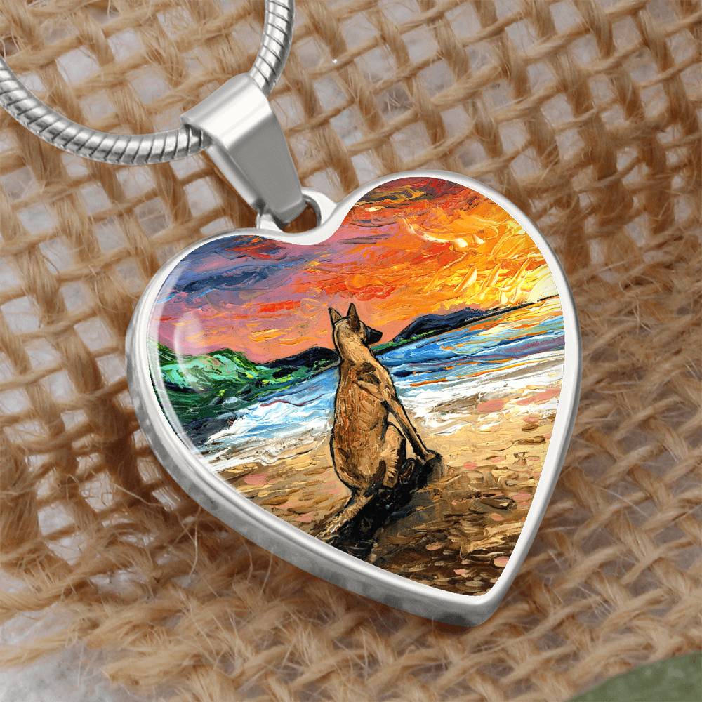 Beach Days - Belgian Malinois Heart Necklace