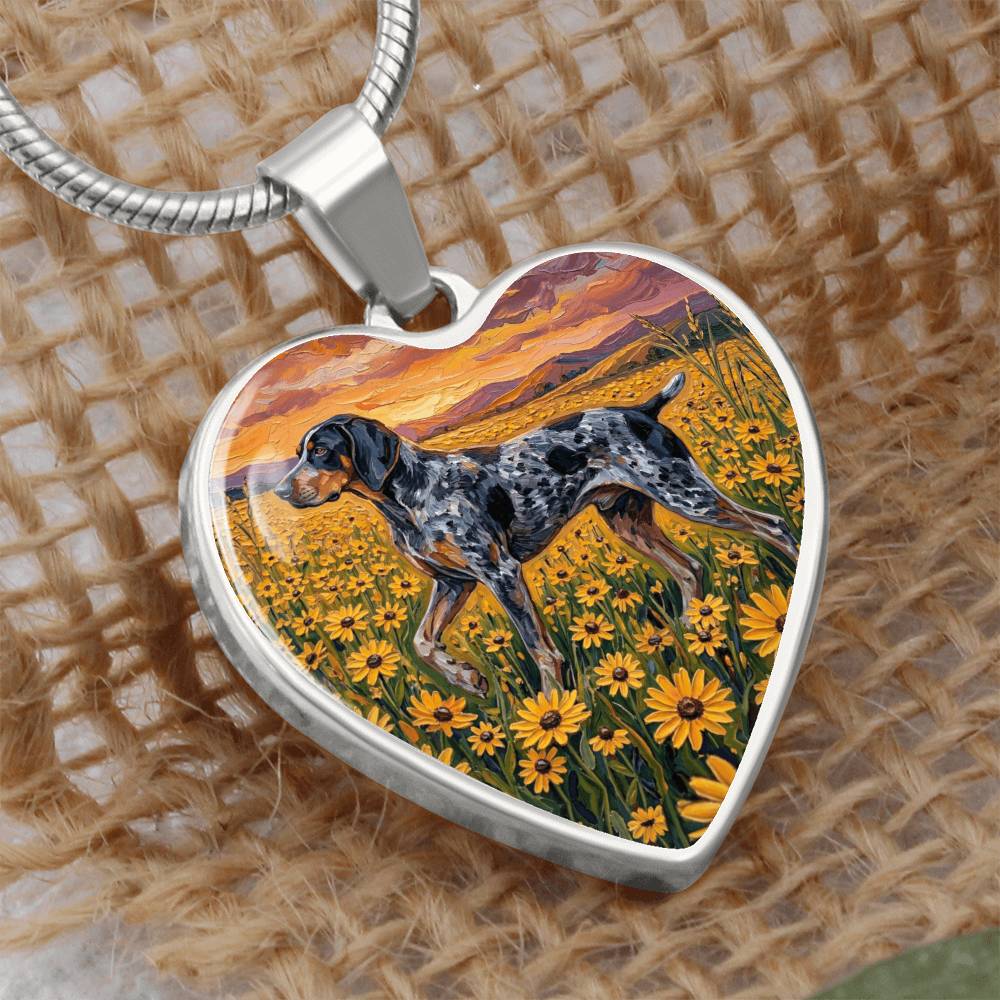 Amongst The Flowers - Blue Tick Coonhound Heart Necklace