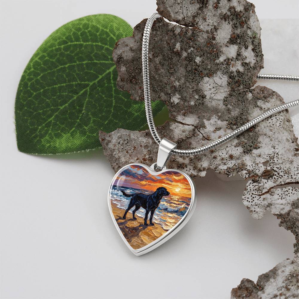 Summer Sunset - Black Labrador Heart Necklace