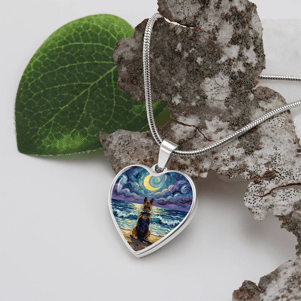 Beach Night - German Shepherd Heart Necklace