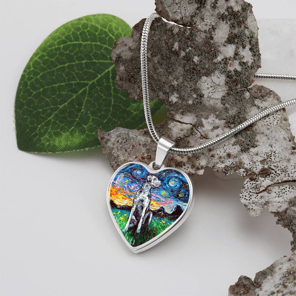 Merle Great Dane Starry Night Heart Necklace