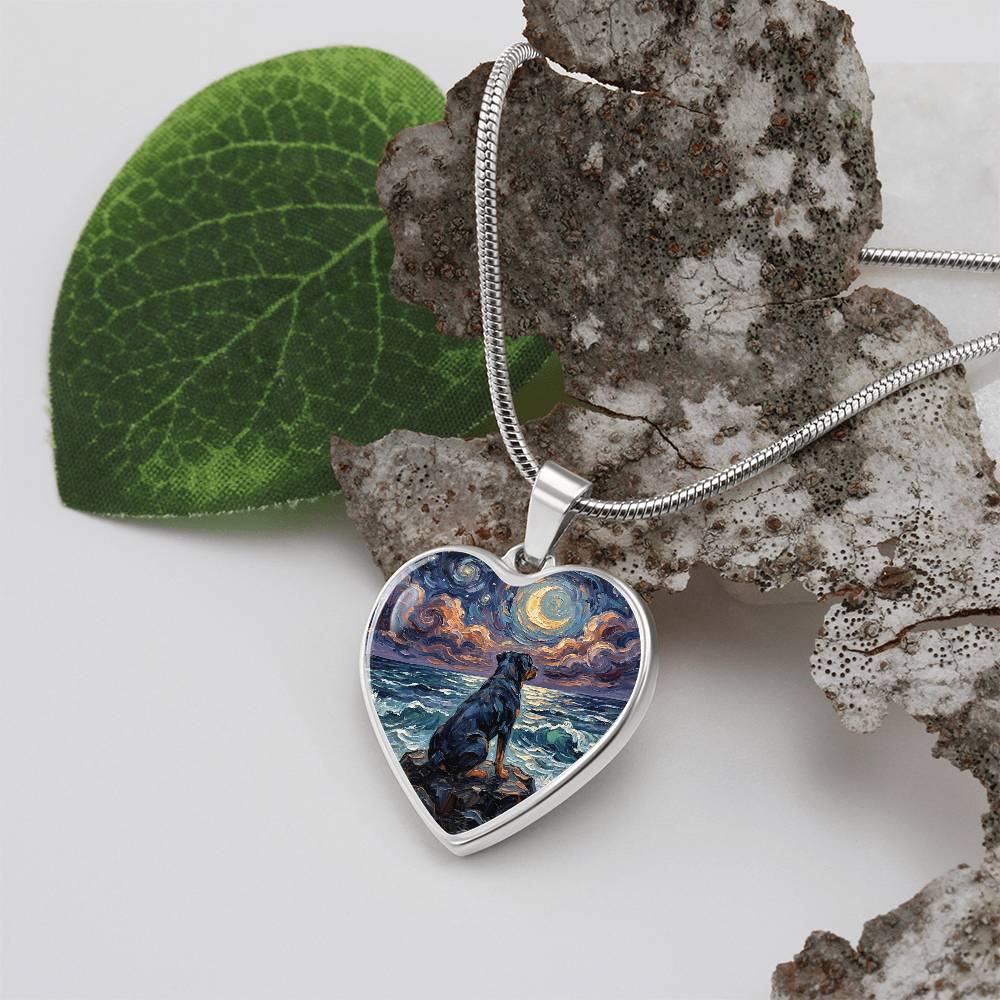 Beach Night - Rottweiler Heart Necklace