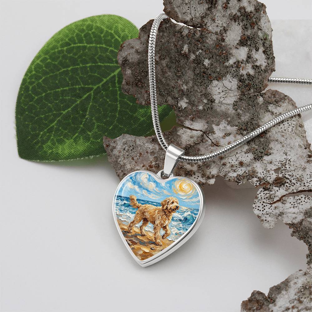 Beach Day - Goldendoodle Heart Necklace