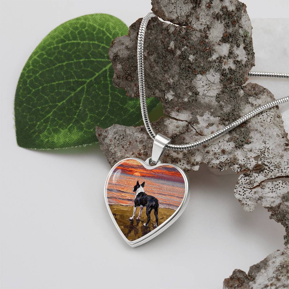 Beach Night - Boston Terrier Heart Necklace