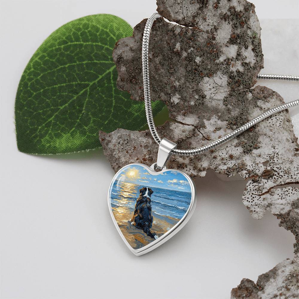 Beach Day - Bernese Mountain Dog Heart Necklace