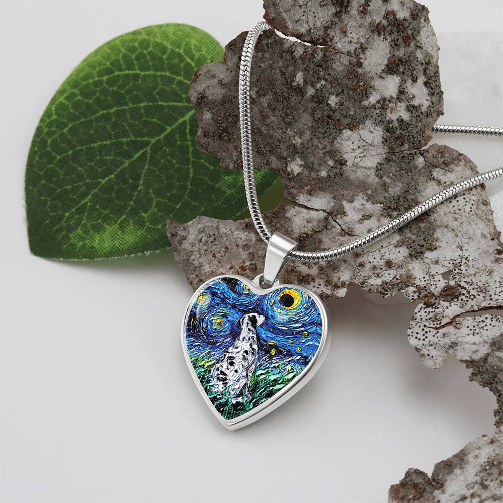 Dalmatian Starry Night Heart Necklace