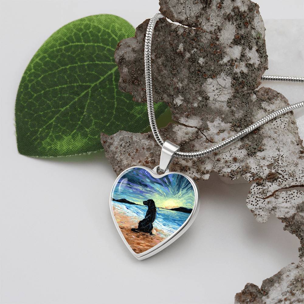 Beach Days - Black Labrador Heart Necklace