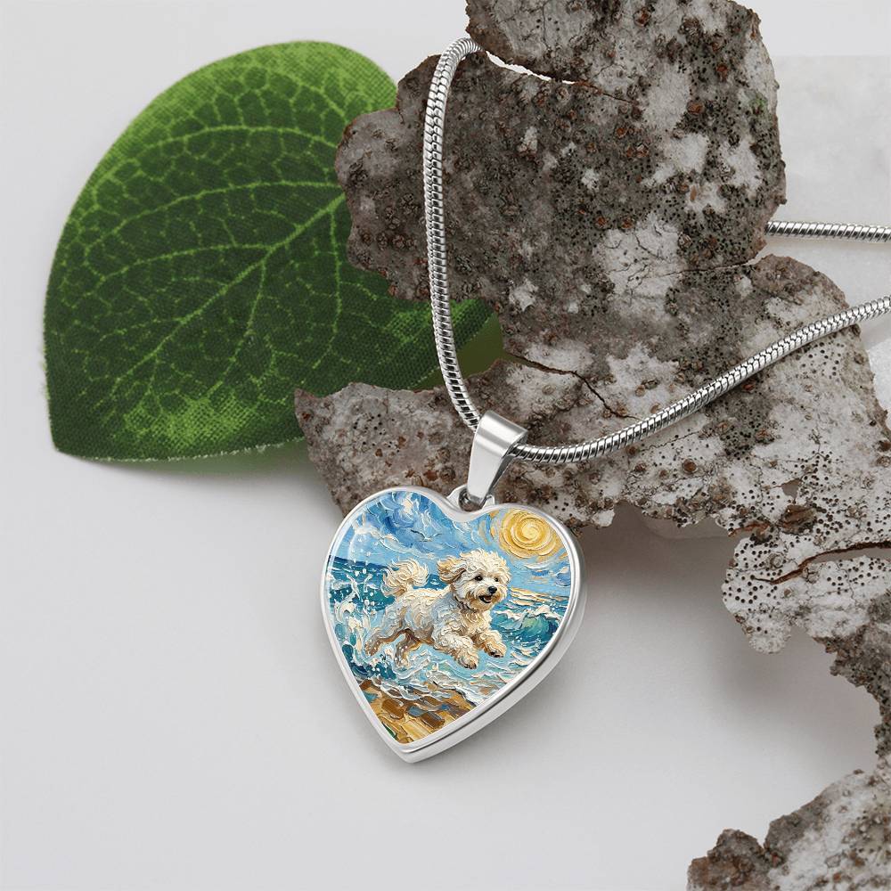 Beach Day - Bichon Frise 2 Heart Necklace