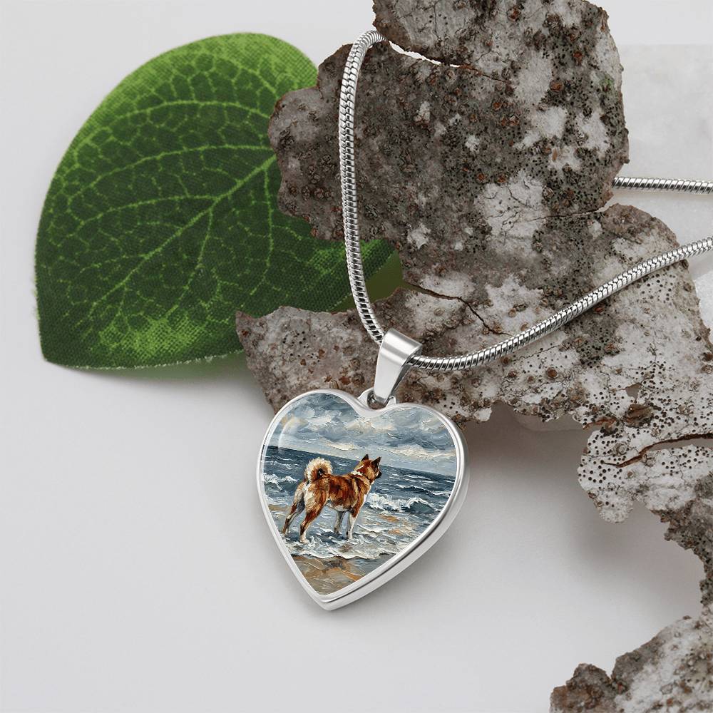 Beach Day - Akita Heart Necklace