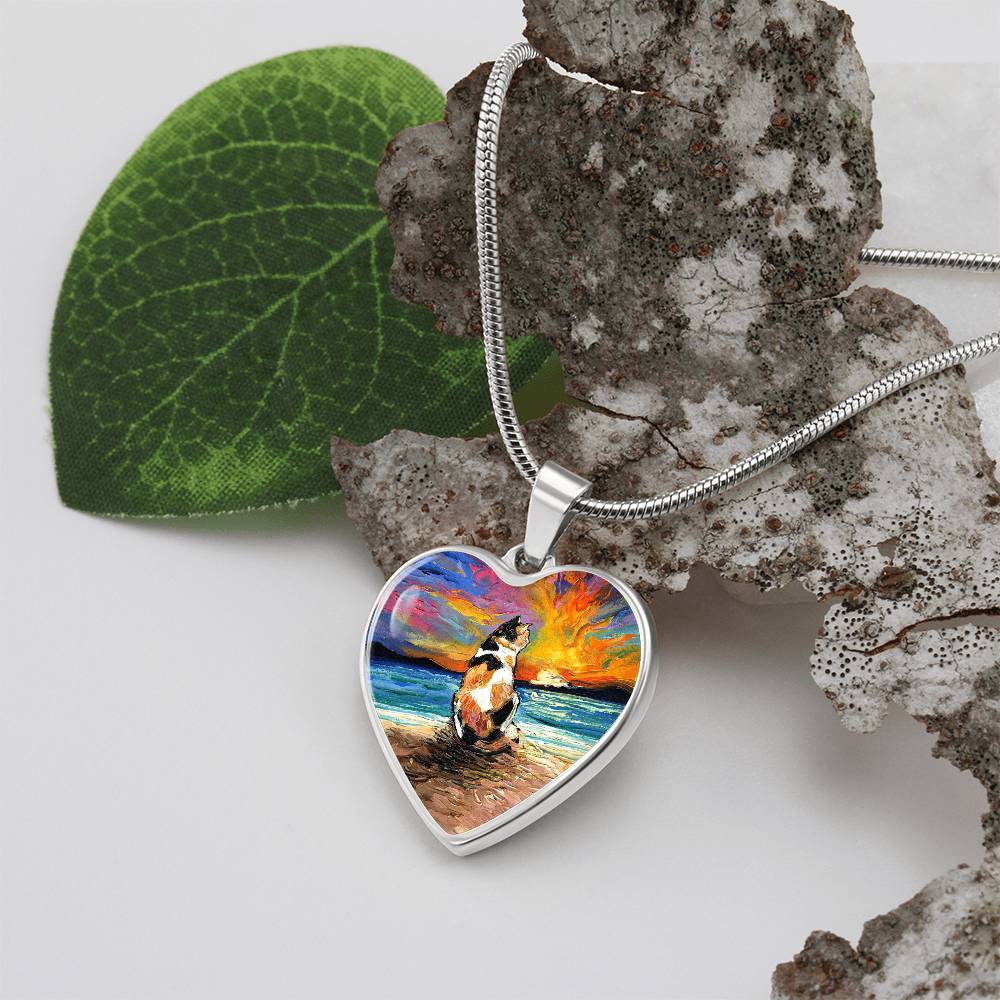 Beach Days - Calico Cat Heart Necklace