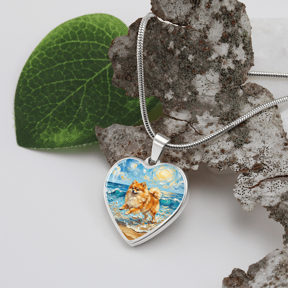 Beach Day - Pomeranian Heart Necklace