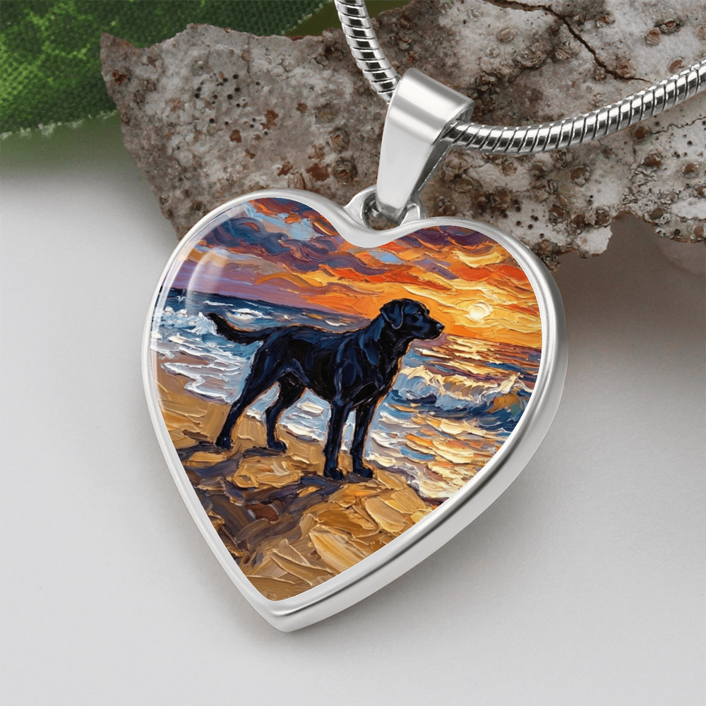 Summer Sunset - Black Labrador Heart Necklace