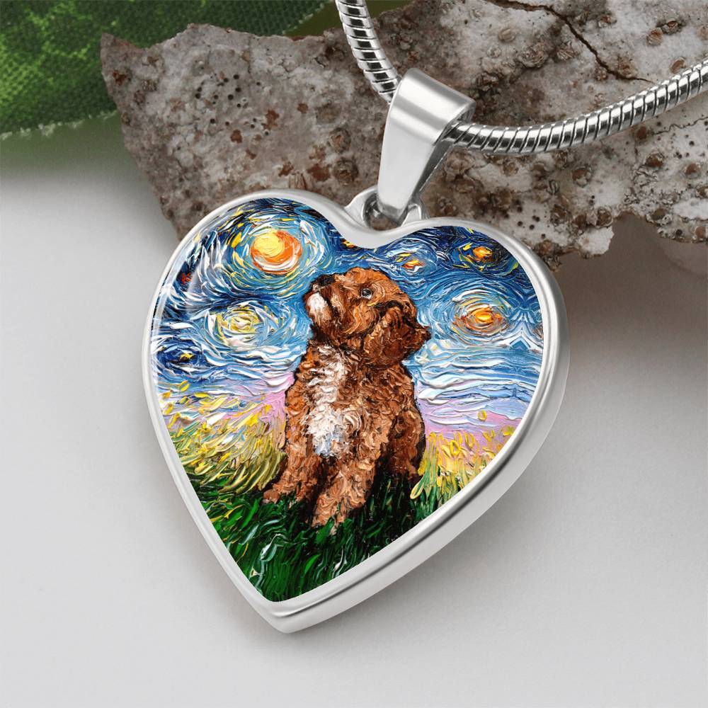 Cavapoo Starry Night Heart Necklace