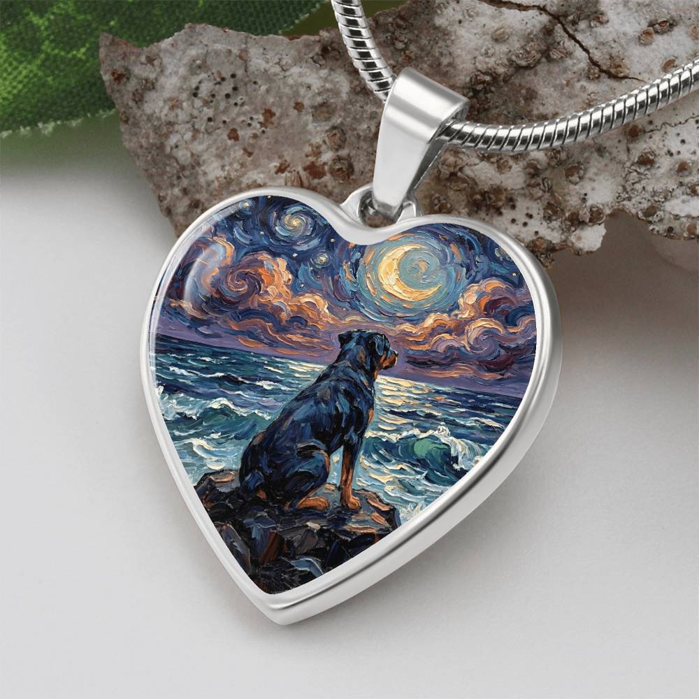 Beach Night - Rottweiler Heart Necklace