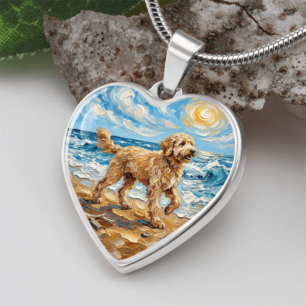 Beach Day - Goldendoodle Heart Necklace