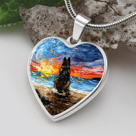 Beach Days - German Shepherd Heart Necklace