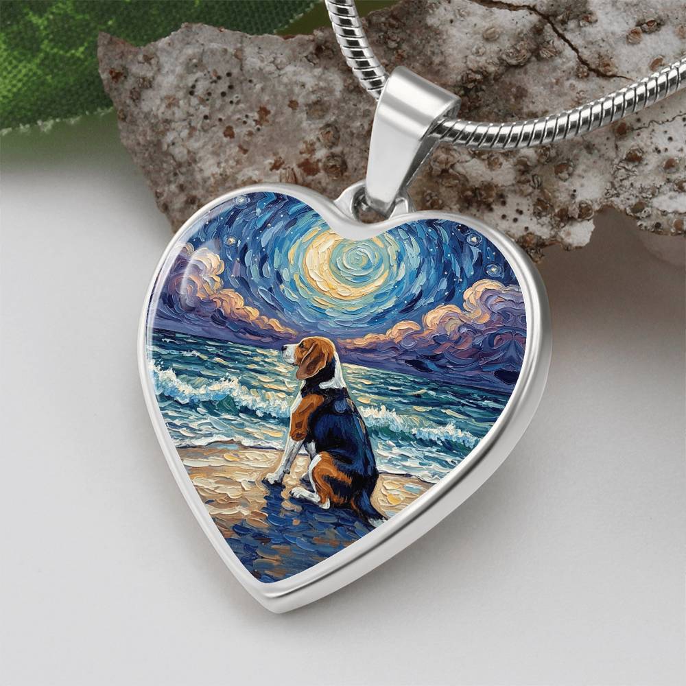 Beach Night - Beagle Heart Necklace