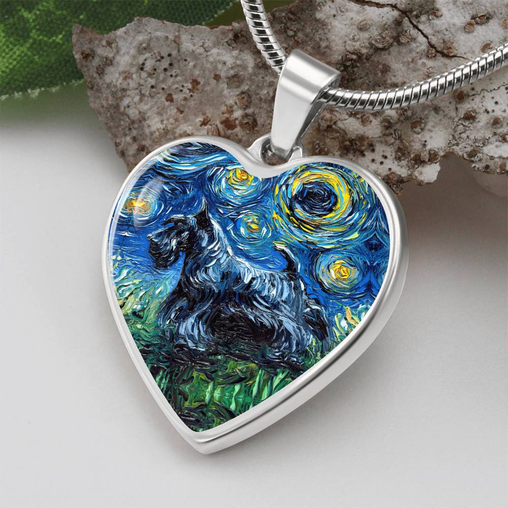 Scottish Terrier Starry Night Heart Necklace