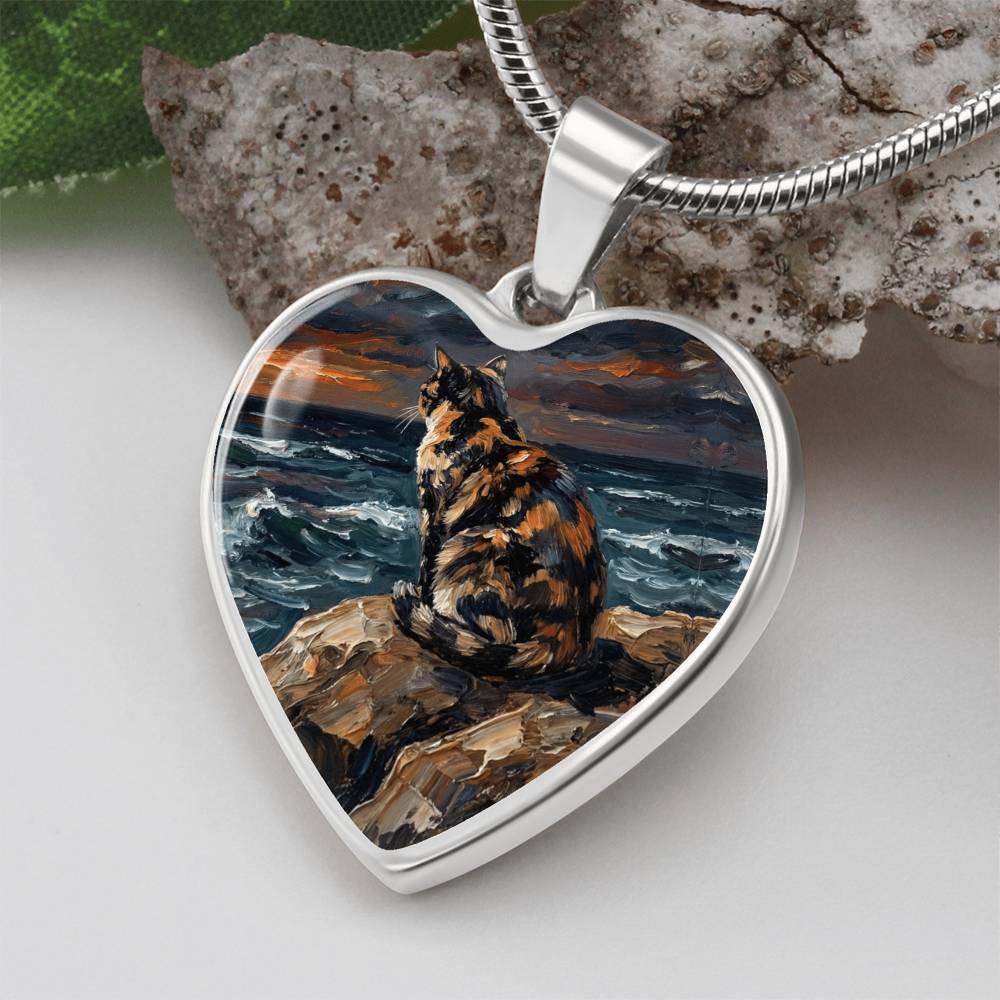 Beach Night - Tortie Heart Necklace
