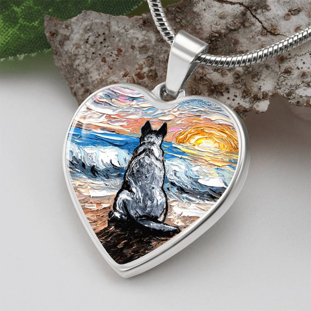 Beach Days - Blue Heeler Heart Necklace