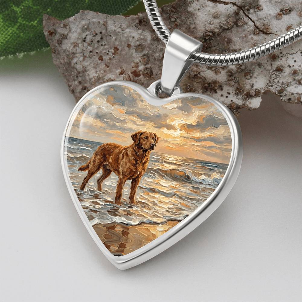 Beach Day - Chesapeake Bay Retriever Heart Necklace