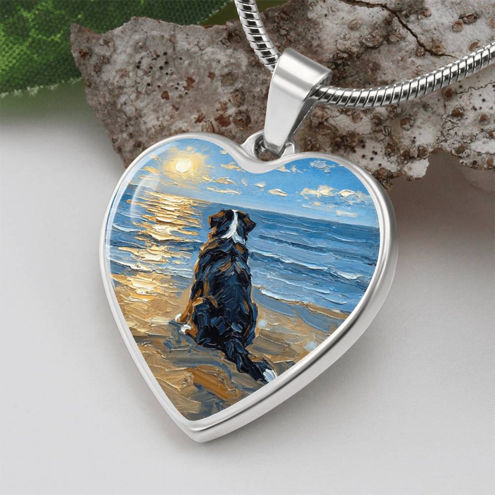 Beach Day - Bernese Mountain Dog Heart Necklace