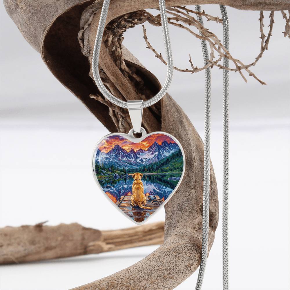 On The Dock - Yellow Labrador Heart Necklace