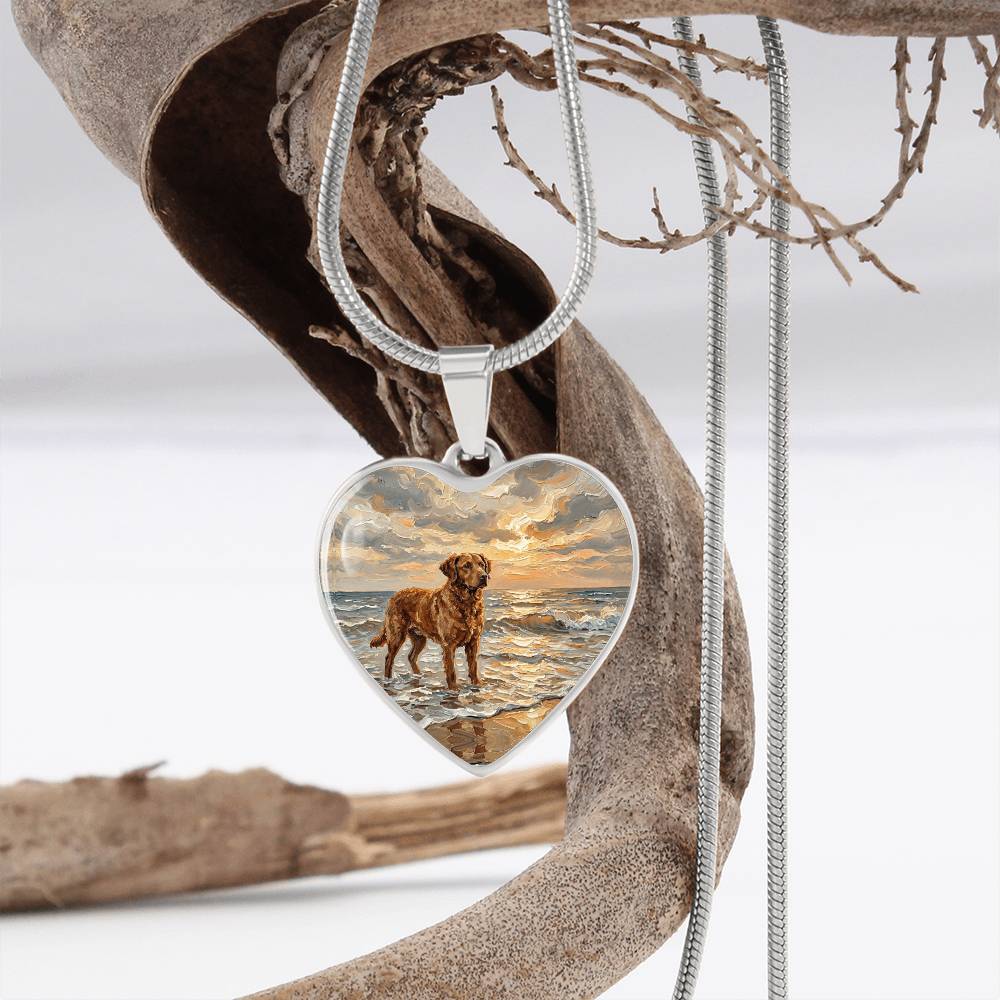 Beach Day - Chesapeake Bay Retriever Heart Necklace