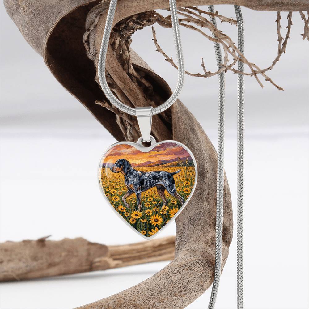 Amongst The Flowers - Blue Tick Coonhound Heart Necklace