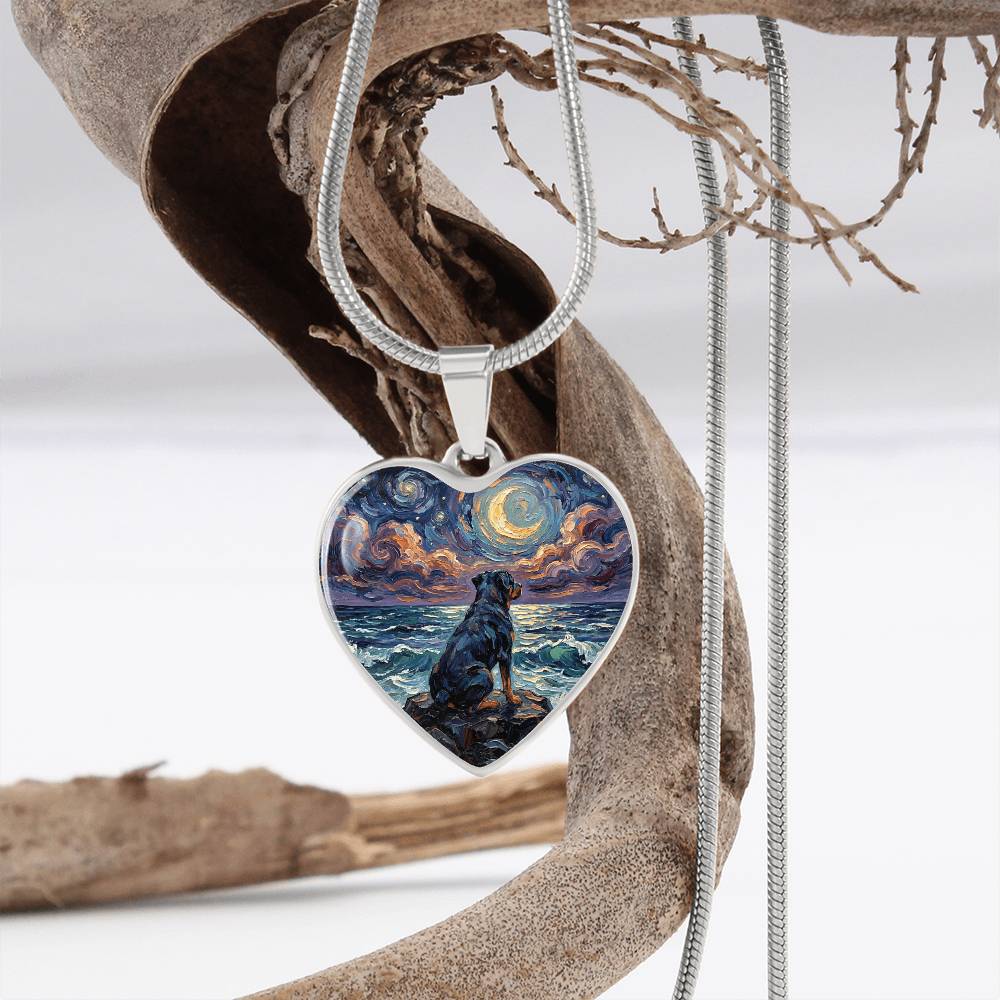Beach Night - Rottweiler Heart Necklace