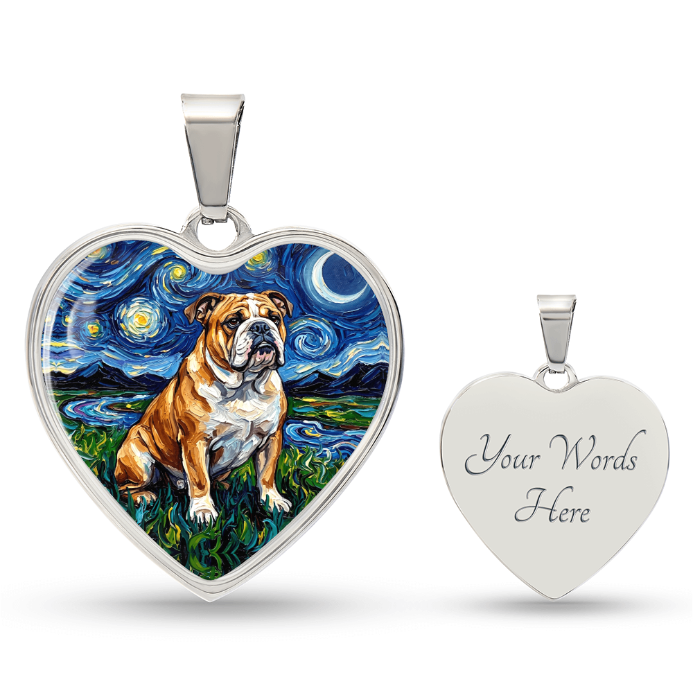 Bulldog Night Heart Necklace