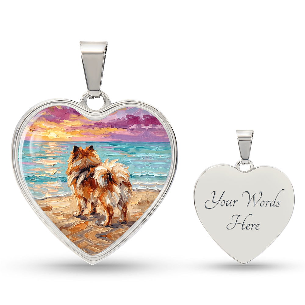 Summer Sunset - Pomeranian Heart Necklace