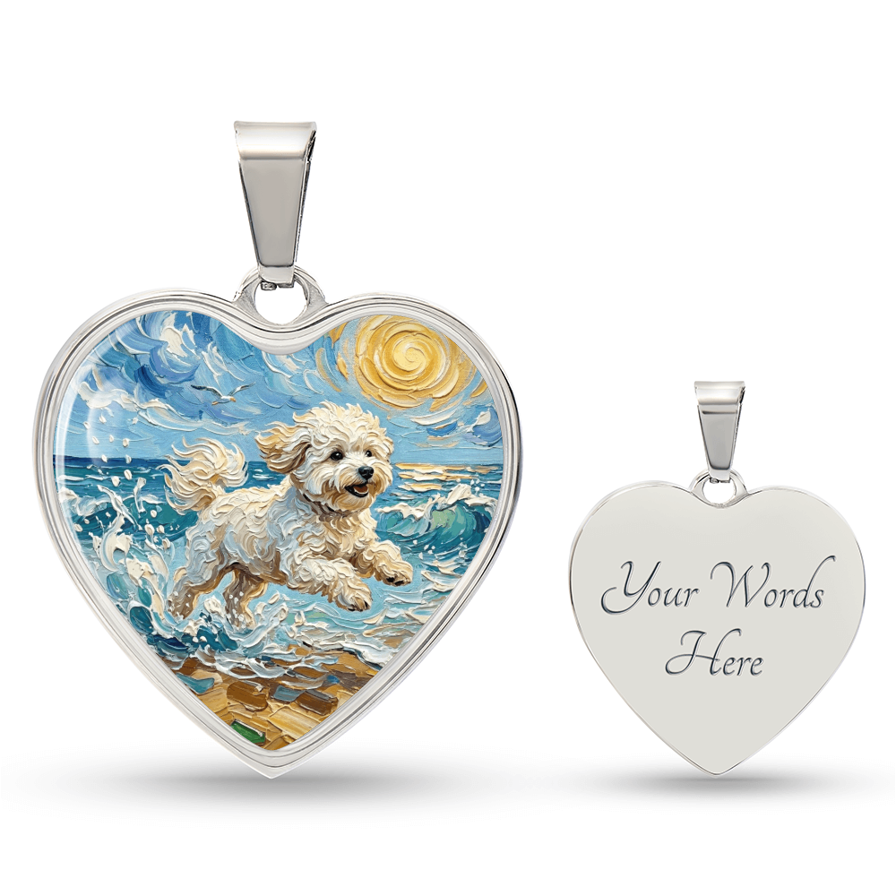 Beach Day - Bichon Frise 2 Heart Necklace