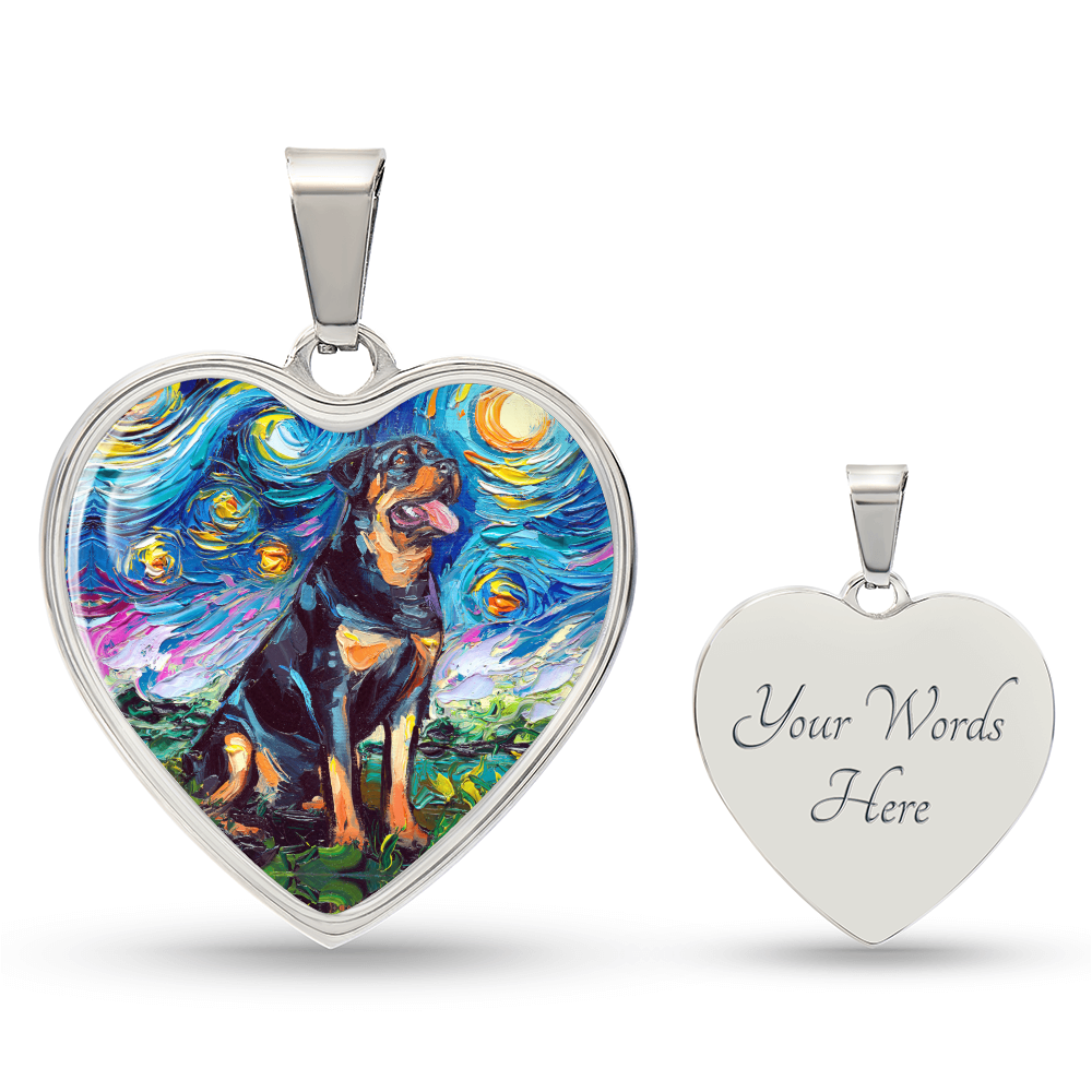 Rottweiler Starry Night Heart Necklace