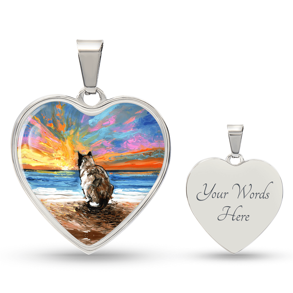 Beach Days - Snowshoe Cat Heart Necklace