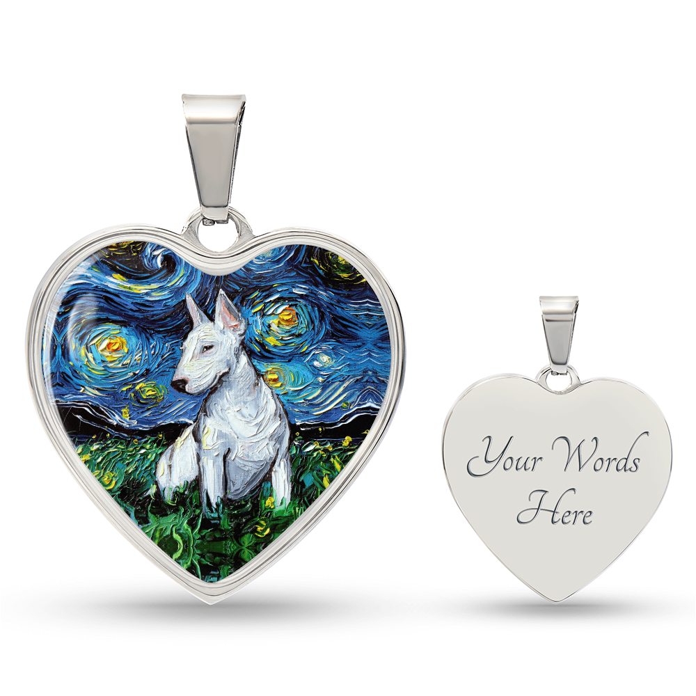 Bull Terrier Starry Night Heart Necklace