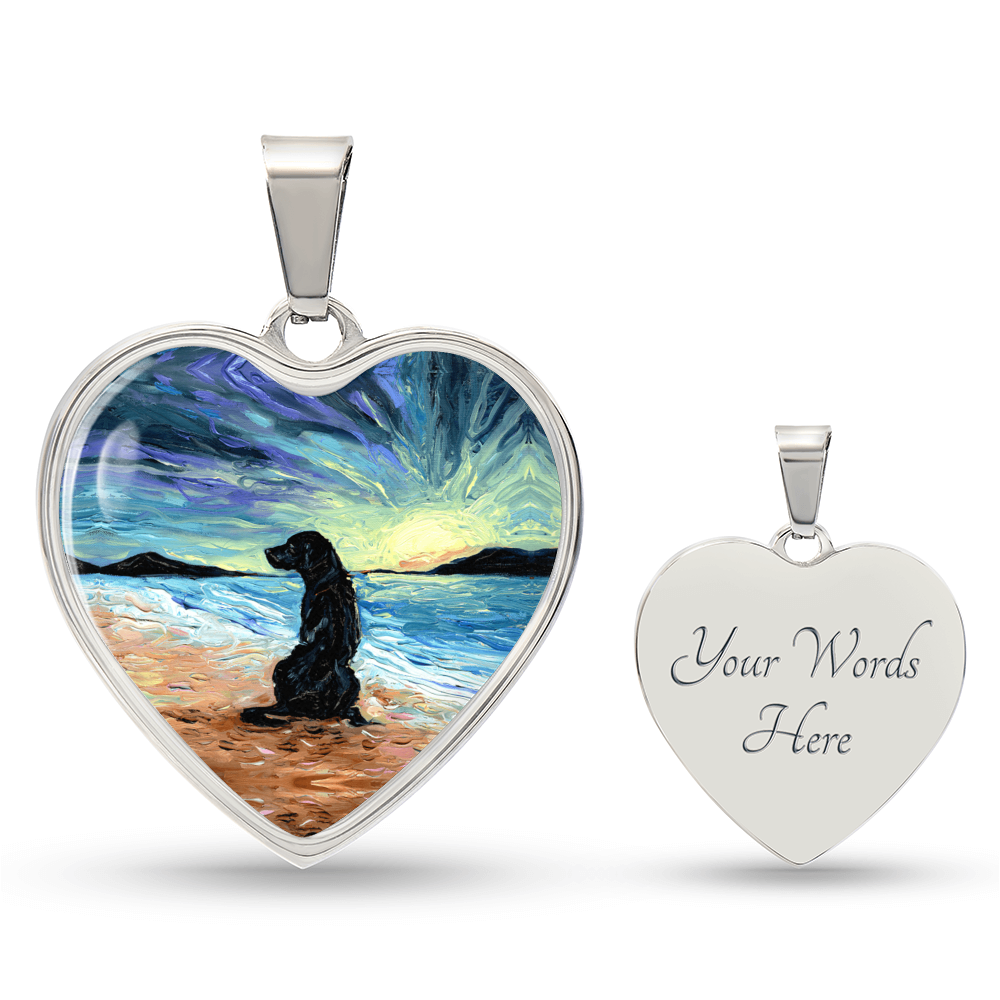 Beach Days - Black Labrador Heart Necklace