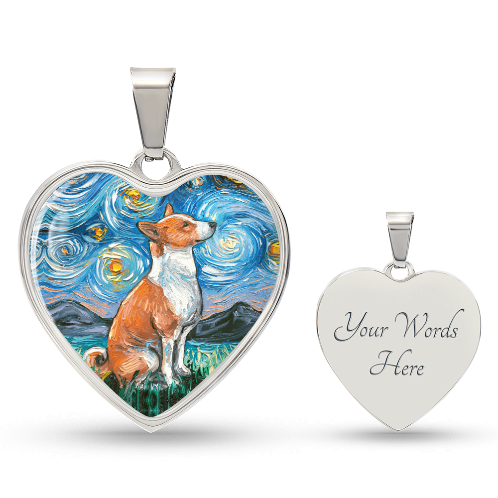 Basenji Starry Night Heart Necklace