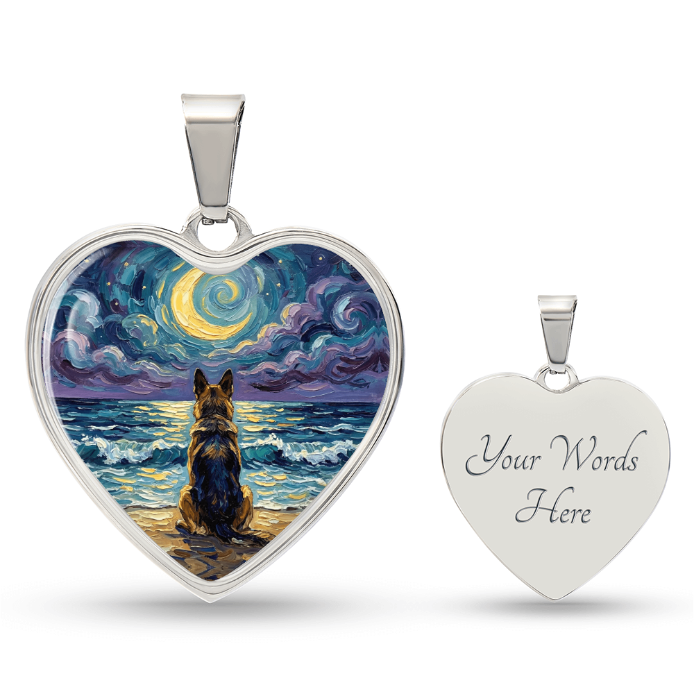 Beach Night - German Shepherd Heart Necklace